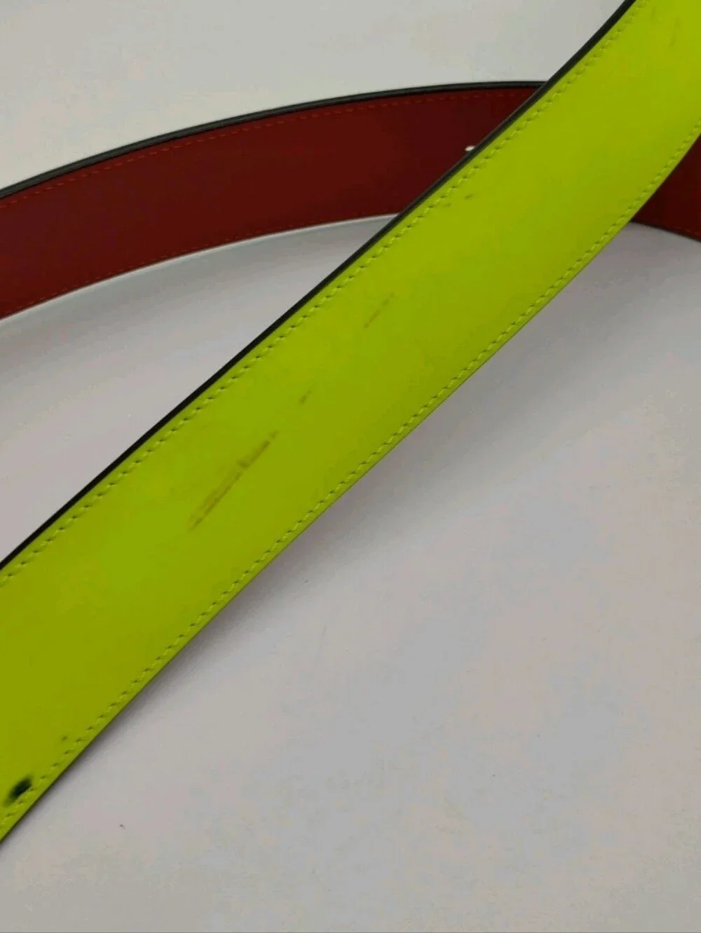Christian Louboutin Red/Yellow Leather Belt Strap with Embossed Logo